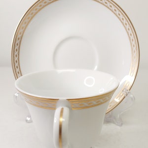 Vintage Wedgwood Embassy Collection Granville Cup and Saucer Set Gold White Elegant image 2