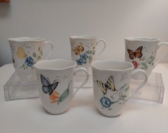 Vintage Lenox Butterfly Meadow Coffee Cup Mug Gift Farmhouse Cottage