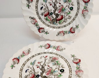 Vintage Myott Fine Staffordshire Ware Indian Tree Made in England Bread Plates Tablescape Gift