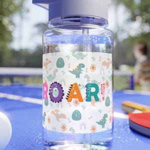 Children&#39;s drinking bottle with cool dino print, water bottle, sports bottle, 16.9 oz