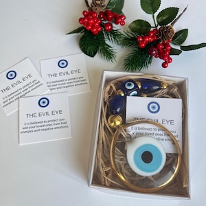 Pudełka na prezenty świąteczne, wystrój domu Evil Eye, złoty koralik Evil Eye, zawieszka ścienna Evil Eye, pomysł na prezent świąteczny, urok ochronny, prezent dla influencera