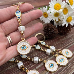 Brelok do kluczy Evil Eye, urok ochrony Evil Eye, prezent na nowy dom, prezent dla mamy, urok torby na szczęście, upominki na breloczki, prezent Evil Eye, prezent Nazar