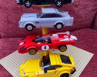 Stojak ekspozycyjny Speed Champions | Modułowy organizer z poziomami na samochody LEGO | Oszczędzająca miejsce półka i ekspozytor na biurko
