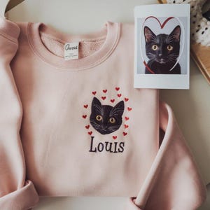 Pet Embroidered Sweatshirt, Custom Pet Face Sweatshirt, Dog Dad Hoodie, Cat Mom Shirt, Personalized Gift For Mom and Dad on Christmas