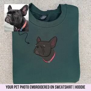 Dog Embroidered on Sweatshirt, Cat Embroidered hoodie, Gift hoodie, Pet embroidered hoodie, Photo embroidered sweatshirt