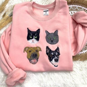 Custom Pet Embroidery Sweatshirt from Photo, Personalized Dog Embroidered Sweatshirt, Pet Portrait Gift,Embroidered Cat Shirt,Christmas Gift