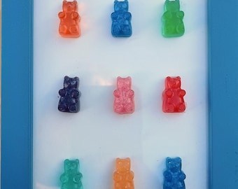 Decorazione murale con orsetti gommosi / Cornice Pop Art con caramelle colorate / Decorazione per la stanza in stile Kawaii