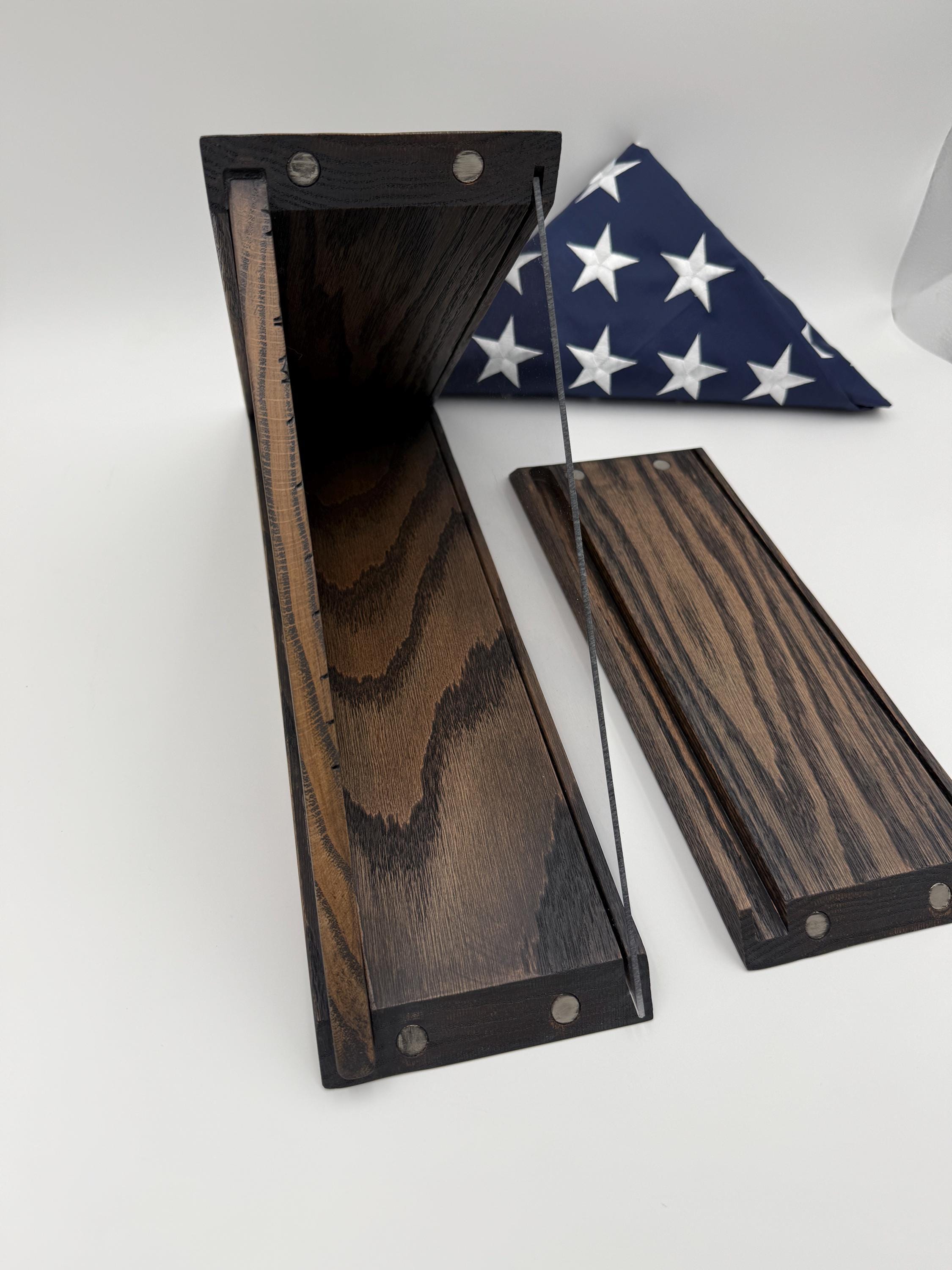 Engraved Oak Flag Display Case | Veteran Memorial, Custom Tribute - Etsy