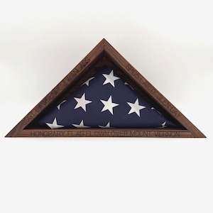 Handcrafted Personalized Walnut Flag Case – Military Memorial Display for 5&#39;x9.5&#39; or 3&#39;x5&#39; Flag