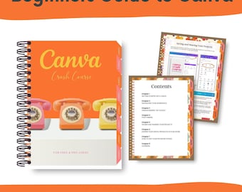 Tutorial para principiantes de Canva, descarga digital, guía de diseño gráfico, plantilla para creación de contenido para redes sociales, paquete de recursos de marketing empresarial