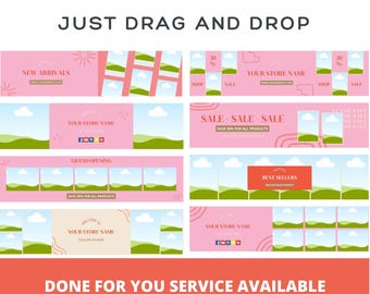 Etsy Branding Kit Canva Template Small Business Beginner Seller Guide Editable Shop Banner & Logo