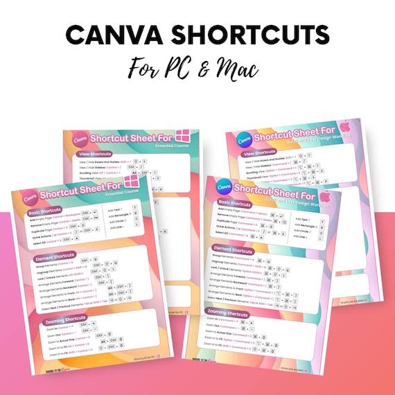 Canva Shortcuts Guide Digital Cheat Sheet Design Tool Keyboard Command for Beginner Social Media Marketing Reference Quick Design Guide