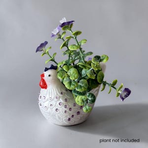Custom Handcrafted Hen Planter Bling Resin Chicken Figurine Farmhouse Desk Buddy Succulent Pot Housewarming Cottage Core Gift