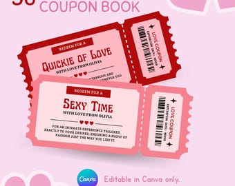 Love Coupon Printable Digital Download Book Husband Boo Wife Present Idea Customizable Affection Relationship Ticket Romantic Gift Voucher
