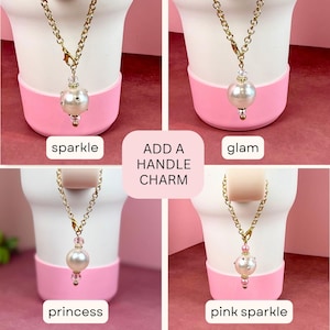 Personalized Water Bottle Bracelet Stanley Cup Bracelet Pink Pearl Water Bottle Charm Tumbler Bracelet Stanley Accessories Custom Gift image 12