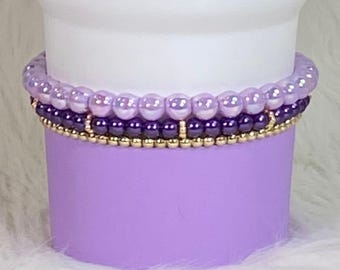 Stanley Cup Bracelet Water Bottle Accessory Personalized Name Charm Tumbler Decoration Handmade Trendy Purple Design Custom Beaded Jewelry