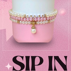 Hydrojug Stanley Cup Bracelets Metal Charm Collection Water Bottle Ring Design Premium Beaded Band Style Phone Holder Accessory Stainless Steel Construction Large Tumbler Compatible Beautiful Decorative Elements Custom Design Details Perfect Gift Option Personalized
