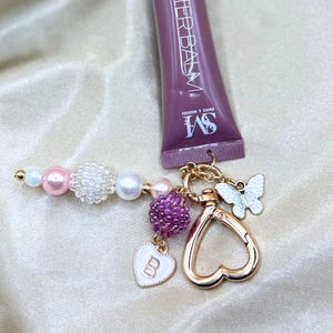 Lip Gloss Keychain Personalisierte Lippenbalsam Kokette Schleife Schmetterling Charme Girly Tasche Zubehör Personalisierter Geburtstag Muttertag Sommer Geschenk