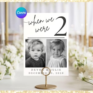 Plantilla de números de mesa con foto para bodas: Tarjetas de mesa minimalistas digitales