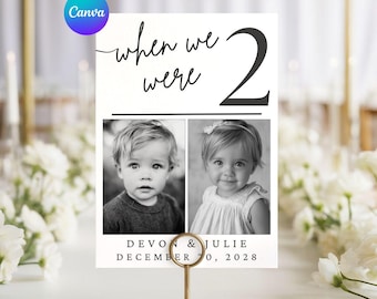 Plantilla de números de mesa para bodas con fotos: Tarjetas de mesa minimalistas digitales