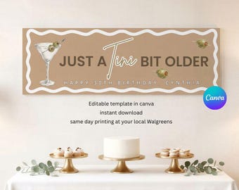 Banner personalizado, Banner digital de papel de carnicero, Decoración personalizada para fiestas, Banner para eventos, Banner de Walgreens, Banner personalizado, Tini Bit Older