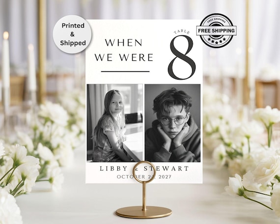 Photo Table Numbers: Minimalist Wedding Place Cards (5x7 Printed)