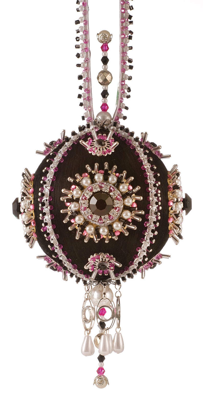 Cracker Box Inc DIY Beaded Christmas Ornament Kit Empress on Black