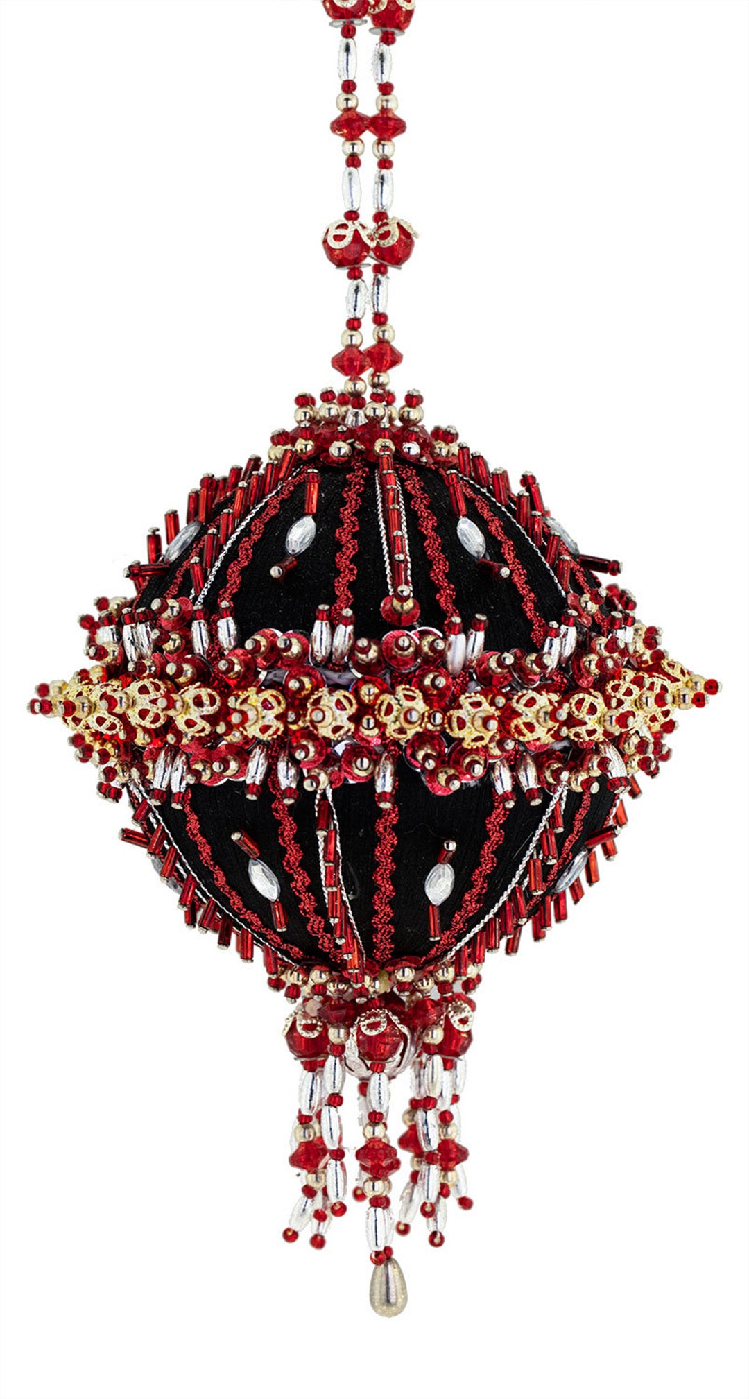 Fireworks black Ball With Red and Gold and Silver Accents Etsy