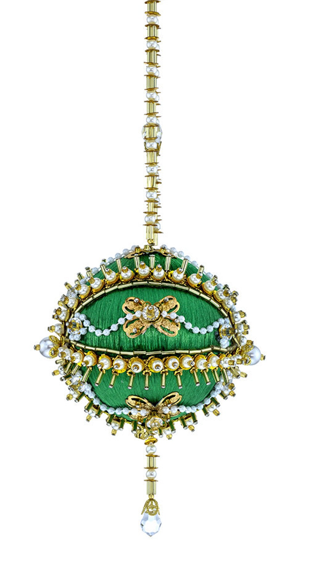 The Cracker Box Inc Christmas Ornament Kit Buttons and Bowes on Emerald