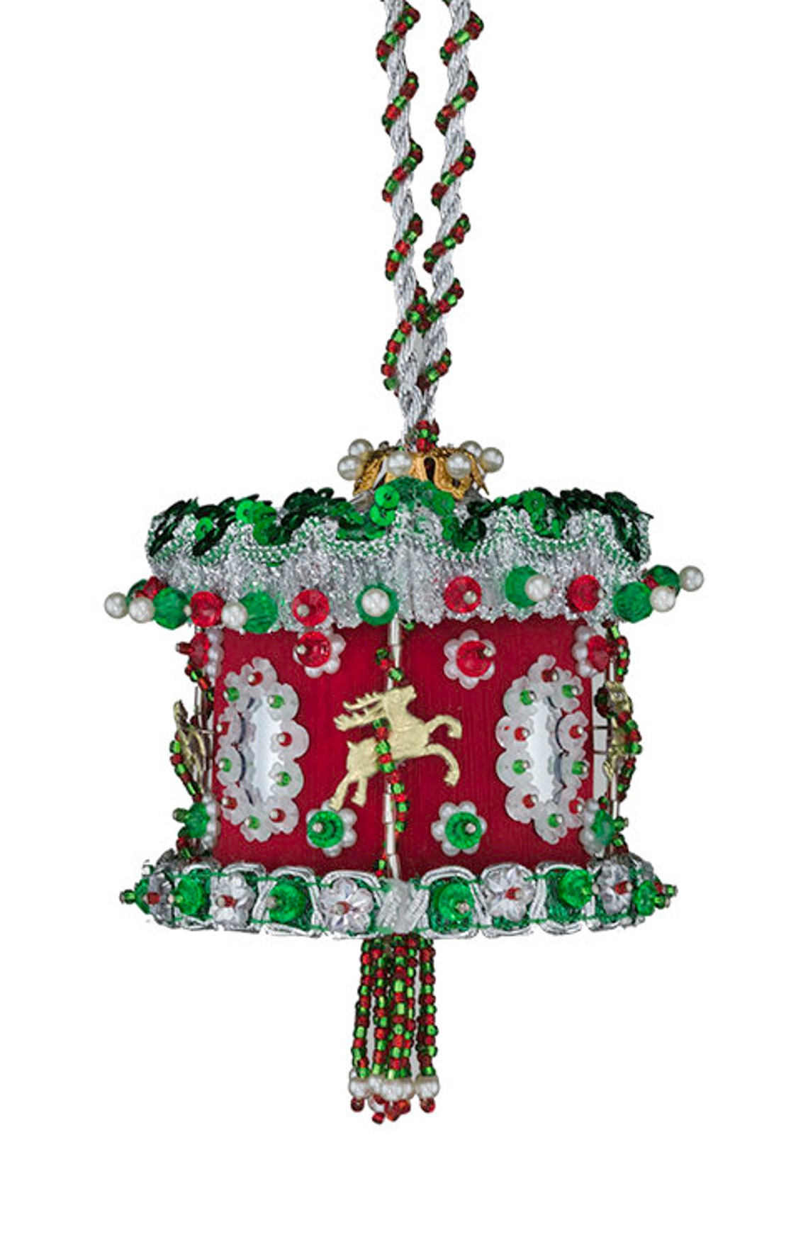 Cracker Box Inc Christmas Ornament Kit Merry Go Round on a Red Etsy