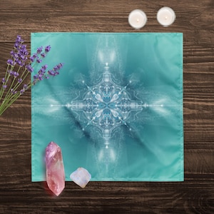 ÉCHO DAUPHIN | Nappe d'autel | Foulard | Bandana | Jeu de cartes Oracle du Tarot | Grille de cristal | Graine d'étoile | Lémurie