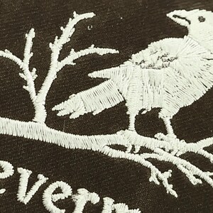 Nevermore Raven Patch – Embroidered Gothic Literature Iron-On, Edgar Allan Poe Inspired, Dark Academia