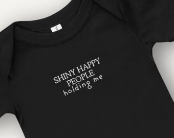 Body per neonati Shiny Happy People – Body per neonati con testo ricamato ispirato ai R.E.M. – Outfit indie