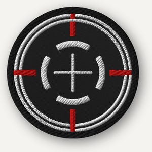 Crosshair taktiskt märke, broderat stryk-på eller kardborreband, storlekar 1–4 tum