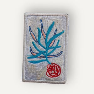 Essence de la Vie Abstract Embroidered Patch, Botanical Iron-On Appliqué