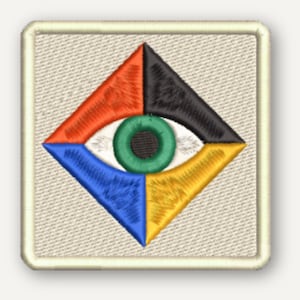 Bauhaus Patch, Geometric Eye Embroidered Design with Iron-On or Velcro Backing