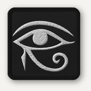 Eye of Horus Patch – Ancient Egyptian Pharaoh Symbol, Black & White Embroidered Iron-On