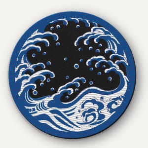 Parche bordado de ola de océano: termoadhesivo inspirado en el arte japonés