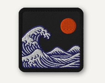 Parche de la Gran Ola: bordado termoadhesivo Ukiyo-e de inspiración japonesa