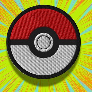 Pokeball Embroidered  Patch: Iron-On, Gamer Cosplay Anime Badge