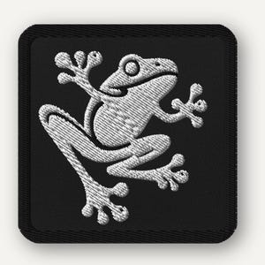 Green Tree Frog Patch, Creepy-Cute Iron-On or Velcro Applique with Color Options