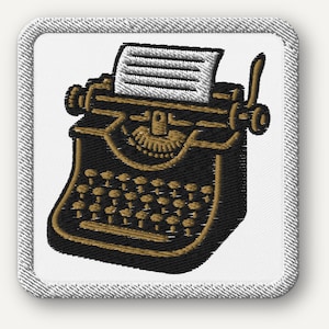 Vintage Typewriter Patch – Embroidered Retro Writer Iron-On (3" or 4")