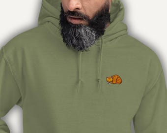 Embroidered Orange Tabby Cat Hoodie, Cozy Unisex Sweatshirt for Cat Lovers