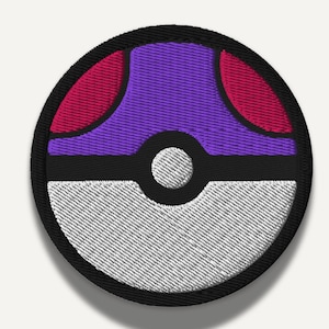 Master Ball Patch, Embroidered Anime Iron-On or Velcro Badge in Multiple Sizes