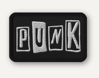 Black And White Embroidered Punk Patch, Iron-On or Hook and Loop Checkerboard Design