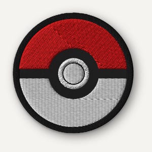 Poke Ball Embroidered Patch – Anime Trainer Iron-On Badge (2”, 3” or 4")