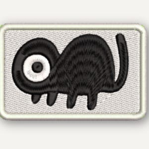 Embroidered Patch, Stylized Moche Mouse Design, Iron-On or Hook-and-Loop Backing
