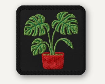 Monstera Plant Patch – Portable Emotional Support Jungle Companion – Iron-On Green Thumb Badge