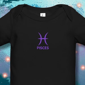 Embroidered Pisces Zodiac Baby Onesie: Astrology Gift