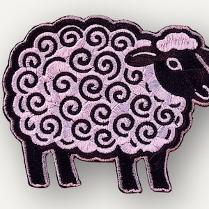 Embroidered Sheep Patch, Iron-On Appliqué for Jackets and Bags